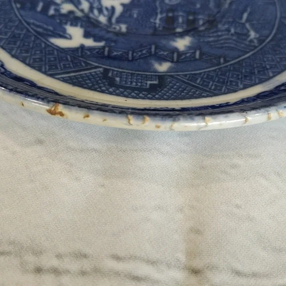 Albertsons Willow England Blue Delft Saucer Plate Oriental Scene - Picture 3 of 6